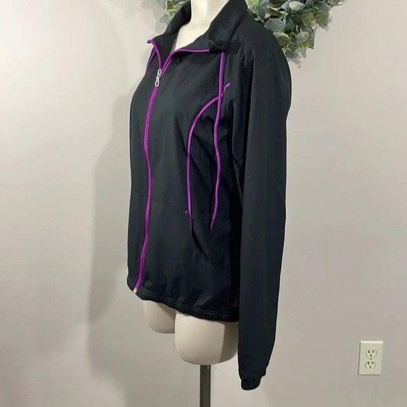 Reebok Athletic Full Zip Jacket Black and Purple M - Picture 4 of 16